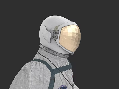 Realistic Game Movie Character Astronaut in White Spacesuit with Golden Visor 3d model