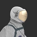 Realistic Game Movie Character Astronaut in White Spacesuit with Golden Visor
