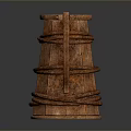 Rustic Wooden Mug With Rope Wrapped Design Textured Surface And Sturdy Handle