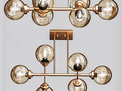 Elegant Modern Chandelier With Glass Globe Bulbs And Brass Metal Frame 3d model