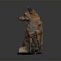 Realistic Red Fox Sculpture Sitting With Textured Fur And Reflection On Gray Background