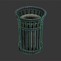 Modern Sleek Metal Trash Can With Cylindrical Perforated Stripe Design For Home Bathroom Office