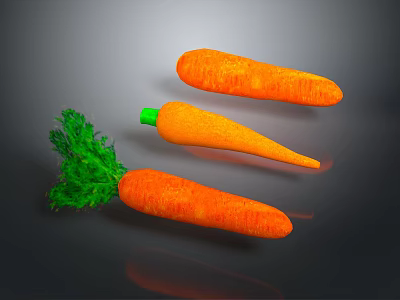 Fresh Vibrant Orange Carrots With Green Tops Healthy Vegetable 3d model