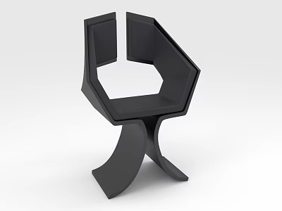 Stylish Black Modern Single Chair With Geometric Design And Curved Base 3d model