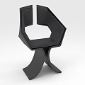 Stylish Black Modern Single Chair With Geometric Design And Curved Base