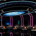 KTV Private Room Interior With Neon Lights Starry Ceiling And Sofas 3d model
