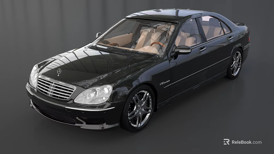 Black Mercedes-Benz Sedan With Elegant Body Design Luxury Interior And Alloy Wheels 3d model 