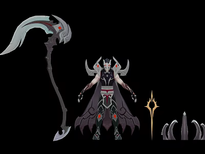 Dark Armored Character With Scythe Weapon And Mythical Creature Elements 3d model