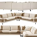 Stylish Modern Casual Sofa Set With Beige Fabric Plush Cushions And Modular Design