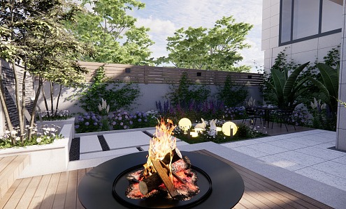 Modern Courtyard Natural Courtyard Landscape 3d model