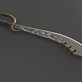 Decorative Weapon Featuring Engraved Blade Black Handle and Golden Ring 3d model