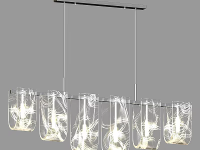 Modern Hanging Chandelier With Transparent Shades And White Filament Decor 3d model
