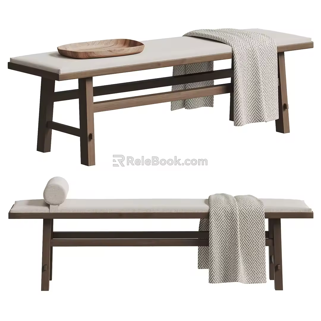 Modern Bed End Stool Sofa Stool Casual Stool Casual Bench Bed End Stool Shoe Changing Stool Solid Wood Stool Fabric Stool 3d model