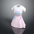 Cute Girls Dress With White Top Blue Square Design And Pink Plaid Skirt