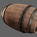 Rustic Wooden Barrel With Metal Hoops And Distressed Texture Design
