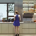 Bright Modern Kitchen With Large Window Countertop Range Hood And Food Storage Cabinets