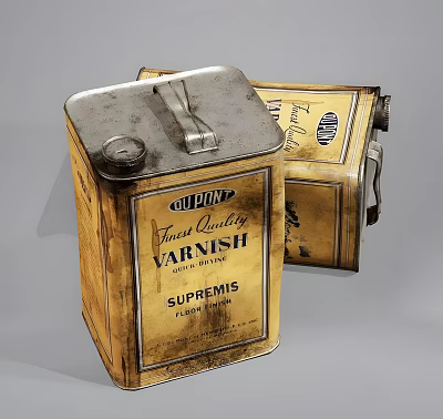 Vintage Industrial Equipment Old Town Fine Quality Varnish Storage Cans 3d model