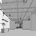 Art Gallery Interior With Sculpture And Wall Paintings On