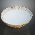 Carved Ceramic Bowl Sculpture With Intricate Textured Rim And Smooth White Interior Artistic Design