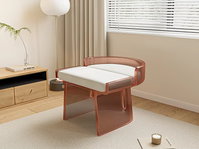 Modern Design Stool With Copper Frame And White Cushion In Living Room Interior 3d model