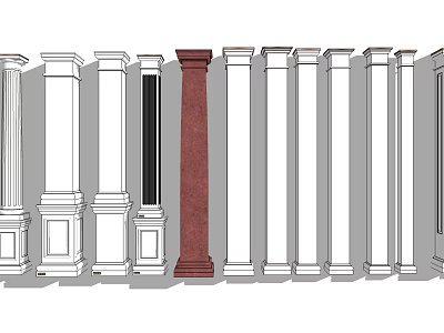 Various Decorative Roman Columns With Different Design Styles And Finishes 3d model