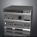 Stacked Electronic Device Components with Control Panels Buttons and Ports in Metallic Finish Design