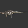 Sauropod Dinosaur With Long Neck And Spotted Skin Standing On Dark Surface