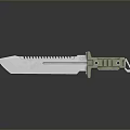 Tactical Combat Knife With Serrated Sharp Blade Green Handle And Metal Construction Design