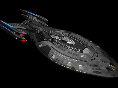 Futuristic Starship With Sleek Hull Design Detailed Structure And Blue Red Lights 3d model
