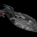 Futuristic Starship With Sleek Hull Design Detailed Structure And Blue Red Lights