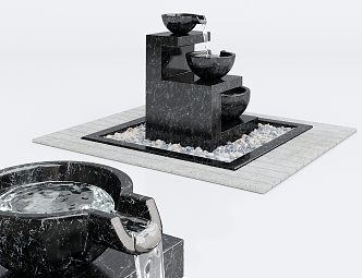 Modern gardening sketch marble sink 3d model