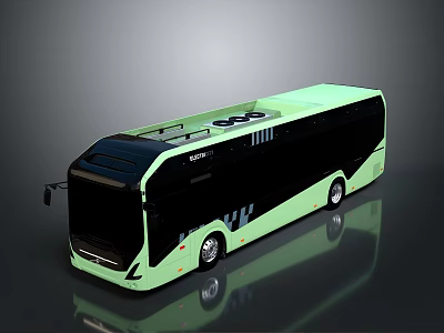 Modern Green City Bus With Sleek Design Black Windows And 88 Number 3d model