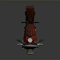 Stylish Vintage Motorcycle With Orange Black Color Scheme Unique Tank Art And Brown Leather Seat