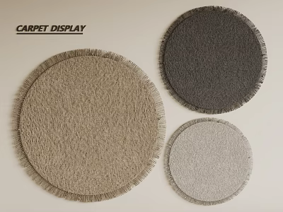 Round Carpet Display With Neutral Tones Soft Texture And Fringe Detail 3d model