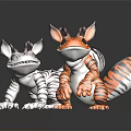 Game Movie Dragon Character Figurines With Striped Tiger And Black White Patterns