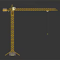 Yellow Construction Tower Crane With Lattice Tower Structure Extended Boom And Stable Base 3d model