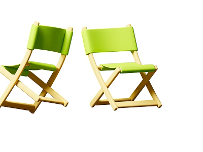 Camping Site Featuring Green Folding Chairs With Wooden Frames For Outdoor Use 3d model