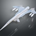 Modern Silver Jet Aircraft With Sleek Design And Multiple Engines On Reflective Surface 3d model