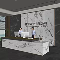Modern company front desk background wall reception area bar desk reception desk hall simple lobby 3d model