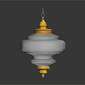 Golden Transparent Crystal Lantern Shaped Hanging Ornament With Decorative Top And Base Design
