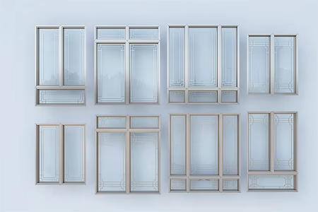 new chinese style window aluminum alloy window 3d model