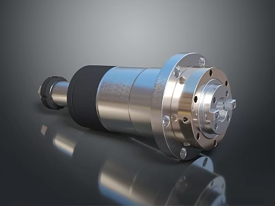 Industrial Cylindrical Metal Component With Silver Flange And Black Rubber Section 3d model