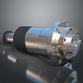 Industrial Cylindrical Metal Component With Silver Flange And Black Rubber Section