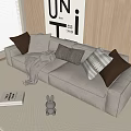 Modern double sofa multiplayer sofa 3d model
