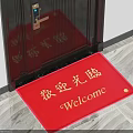 Bright Red Square Door Mat With Welcome Lettering For Home Doorway