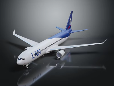 White And Blue LAN International Airplane Model With Passenger Jet Features 3d model