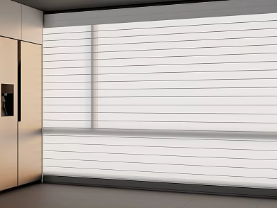 Modern White Striped Roller Blinds For Window In Contemporary Interior 3d model