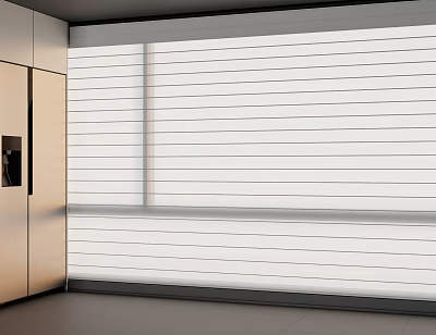 Modern White Striped Roller Blinds For Window In Contemporary Interior 3d model