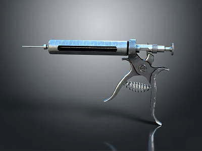 Durable Stainless Steel Manual Syringe With Spring Trigger And Precision Nozzle 3d model