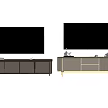 Modern Gray TV Stand With Gold Metal Legs And Storage Drawers For Living Room